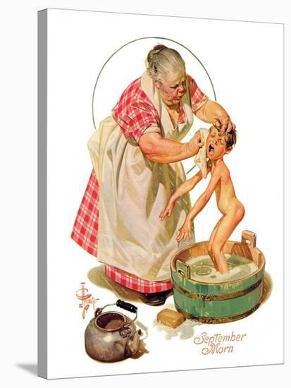 "Saturday Night Bath,"September 24, 1932-Joseph Christian Leyendecker-Stretched Canvas