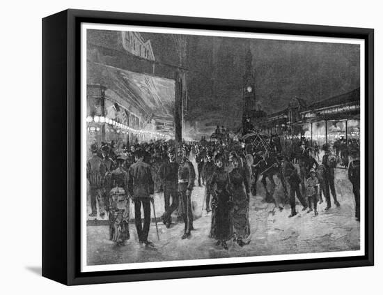 Saturday Night in George Street, Sydney, New South Wales, Australia, 1886-WJ Smedley-Framed Stretched Canvas