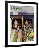 "Saturday Rain" Saturday Evening Post Cover, April 25, 1959-Earl Mayan-Framed Giclee Print