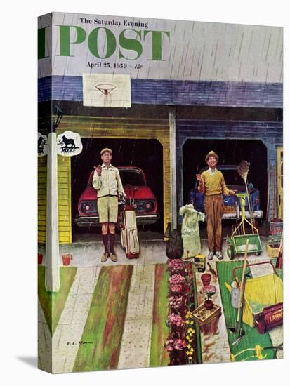"Saturday Rain" Saturday Evening Post Cover, April 25, 1959-Earl Mayan-Stretched Canvas