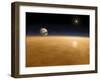 Saturn Above the Thick Atmosphere of its Moon Titan-Stocktrek Images-Framed Photographic Print