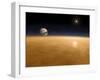 Saturn Above the Thick Atmosphere of its Moon Titan-Stocktrek Images-Framed Photographic Print