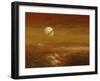 Saturn Above the Thick Atmosphere of its Moon Titan-Stocktrek Images-Framed Premium Photographic Print