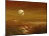 Saturn Above the Thick Atmosphere of its Moon Titan-Stocktrek Images-Mounted Premium Photographic Print
