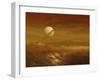 Saturn Above the Thick Atmosphere of its Moon Titan-Stocktrek Images-Framed Photographic Print