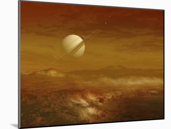 Saturn Above the Thick Atmosphere of its Moon Titan-Stocktrek Images-Mounted Photographic Print