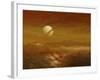 Saturn Above the Thick Atmosphere of its Moon Titan-Stocktrek Images-Framed Photographic Print