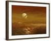 Saturn Above the Thick Atmosphere of its Moon Titan-Stocktrek Images-Framed Photographic Print