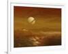 Saturn Above the Thick Atmosphere of its Moon Titan-Stocktrek Images-Framed Photographic Print