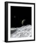 Saturn and Enceladus as Seen from the Moon Tethys-Stocktrek Images-Framed Premium Photographic Print