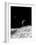 Saturn and Enceladus as Seen from the Moon Tethys-Stocktrek Images-Framed Photographic Print