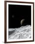 Saturn and Enceladus as Seen from the Moon Tethys-Stocktrek Images-Framed Photographic Print