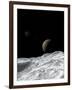 Saturn and Enceladus as Seen from the Moon Tethys-Stocktrek Images-Framed Photographic Print