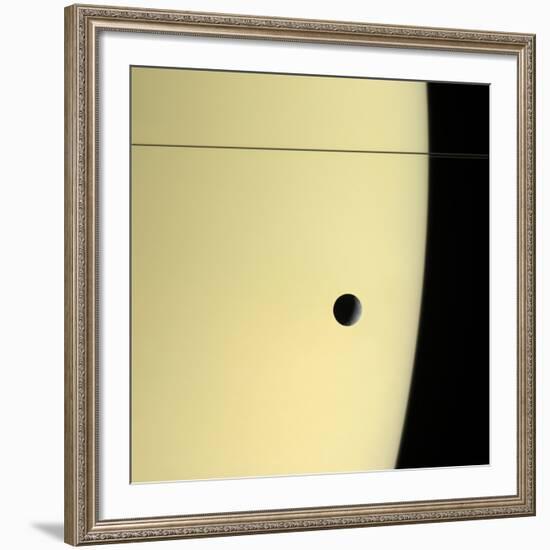 Saturn And Its Moon Tethys, Cassini Image-null-Framed Photographic Print