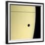 Saturn And Its Moon Tethys, Cassini Image-null-Framed Photographic Print