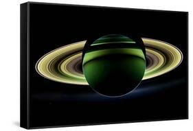 Saturn and its Rings, Cassini Image-null-Framed Stretched Canvas