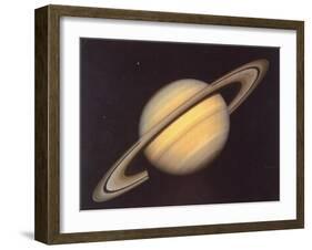 Saturn and Moons Rhea and Dione Taken by Nasa's Voyager 2 Spacecraft-null-Framed Photographic Print