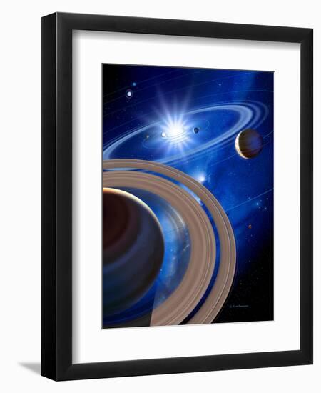 Saturn And Solar System-Detlev Van Ravenswaay-Framed Premium Photographic Print