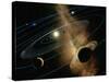 Saturn And Solar System-Detlev Van Ravenswaay-Stretched Canvas