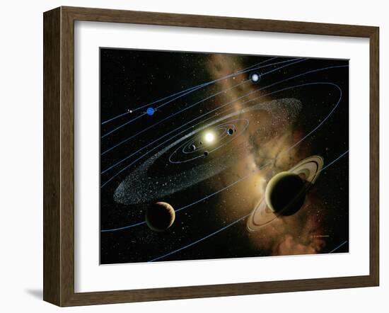 Saturn And Solar System-Detlev Van Ravenswaay-Framed Premium Photographic Print