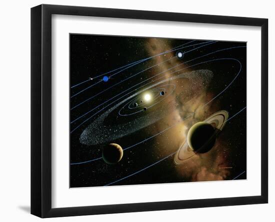 Saturn And Solar System-Detlev Van Ravenswaay-Framed Premium Photographic Print