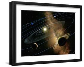 Saturn And Solar System-Detlev Van Ravenswaay-Framed Premium Photographic Print