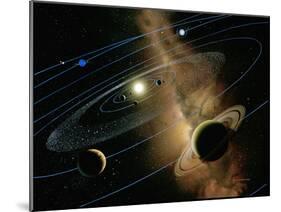 Saturn And Solar System-Detlev Van Ravenswaay-Mounted Premium Photographic Print