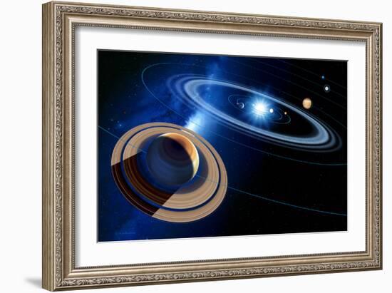 Saturn And Solar System-Detlev Van Ravenswaay-Framed Photographic Print