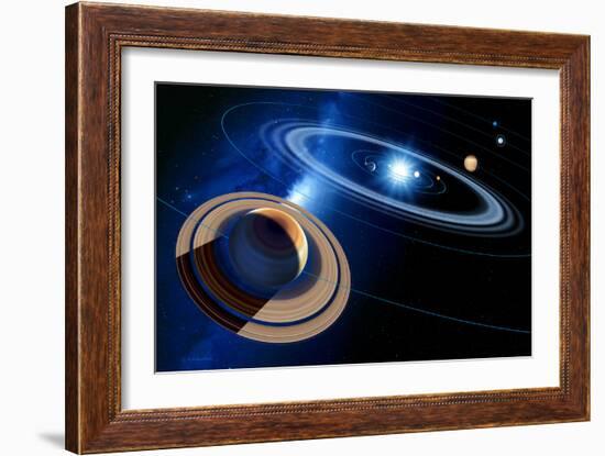 Saturn And Solar System-Detlev Van Ravenswaay-Framed Photographic Print