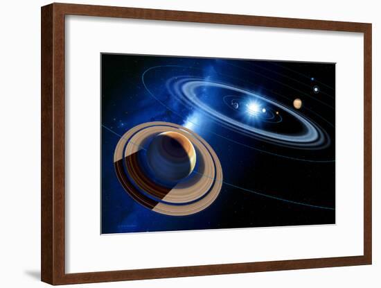 Saturn And Solar System-Detlev Van Ravenswaay-Framed Photographic Print