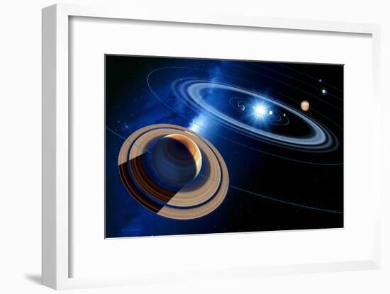 Saturn And Solar System-Detlev Van Ravenswaay-Framed Photographic Print