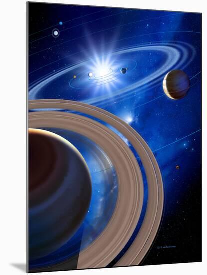 Saturn And Solar System-Detlev Van Ravenswaay-Mounted Photographic Print