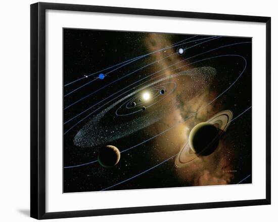 Saturn And Solar System-Detlev Van Ravenswaay-Framed Photographic Print