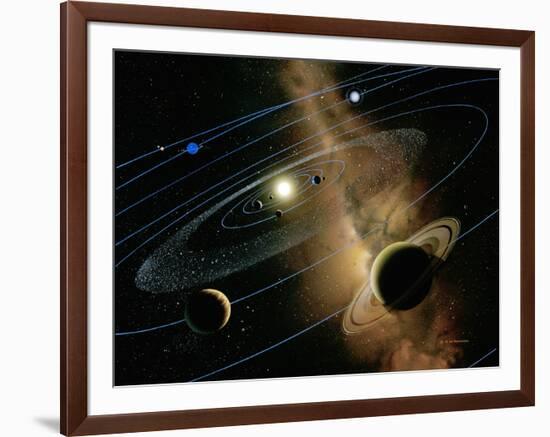 Saturn And Solar System-Detlev Van Ravenswaay-Framed Photographic Print