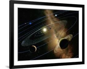 Saturn And Solar System-Detlev Van Ravenswaay-Framed Photographic Print