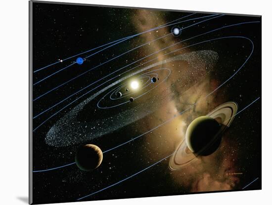 Saturn And Solar System-Detlev Van Ravenswaay-Mounted Photographic Print