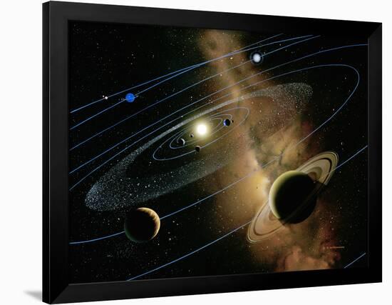 Saturn And Solar System-Detlev Van Ravenswaay-Framed Photographic Print