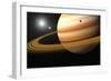 Saturn, Glowing Stars and a Moon of Saturn-Jason Reed-Framed Photographic Print
