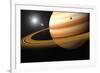 Saturn, Glowing Stars and a Moon of Saturn-Jason Reed-Framed Photographic Print