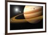 Saturn, Glowing Stars and a Moon of Saturn-Jason Reed-Framed Photographic Print