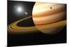 Saturn, Glowing Stars and a Moon of Saturn-Jason Reed-Mounted Photographic Print