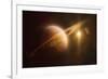 Saturn in Outer Space Against Sun and Star Field-null-Framed Art Print