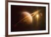 Saturn in Outer Space Against Sun and Star Field-null-Framed Art Print