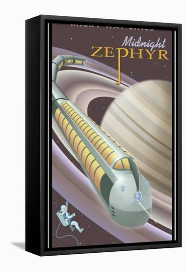 Saturn Midnight Zephyr-Steve Thomas-Framed Stretched Canvas
