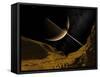 Saturn's Moon Enceladus, Artwork-Walter Myers-Framed Stretched Canvas