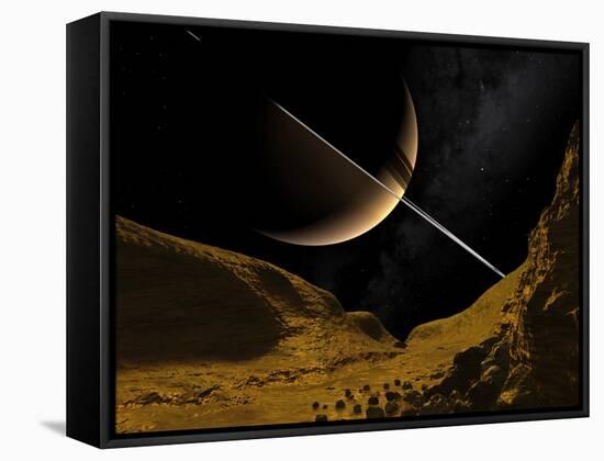 Saturn's Moon Enceladus, Artwork-Walter Myers-Framed Stretched Canvas