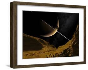 Saturn's Moon Enceladus, Artwork-Walter Myers-Framed Photographic Print