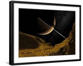 Saturn's Moon Enceladus, Artwork-Walter Myers-Framed Photographic Print