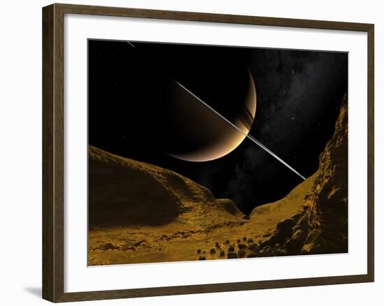 Saturn's Moon Enceladus, Artwork-Walter Myers-Framed Photographic Print