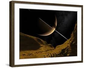 Saturn's Moon Enceladus, Artwork-Walter Myers-Framed Photographic Print